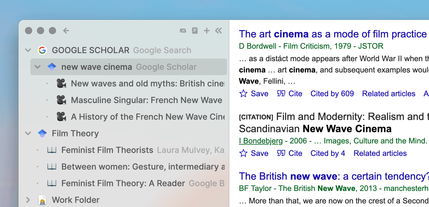 Horse Browser’s hierarchical navigation method, named Trails, which saves nested pages in the browser’s sidebar