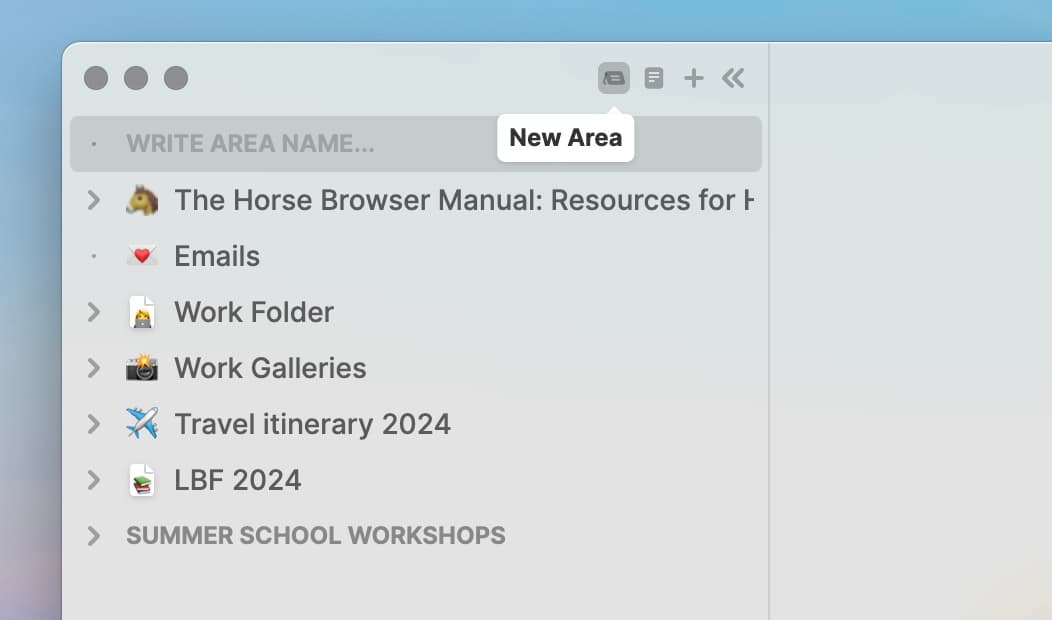 Area being created in Horse Browser