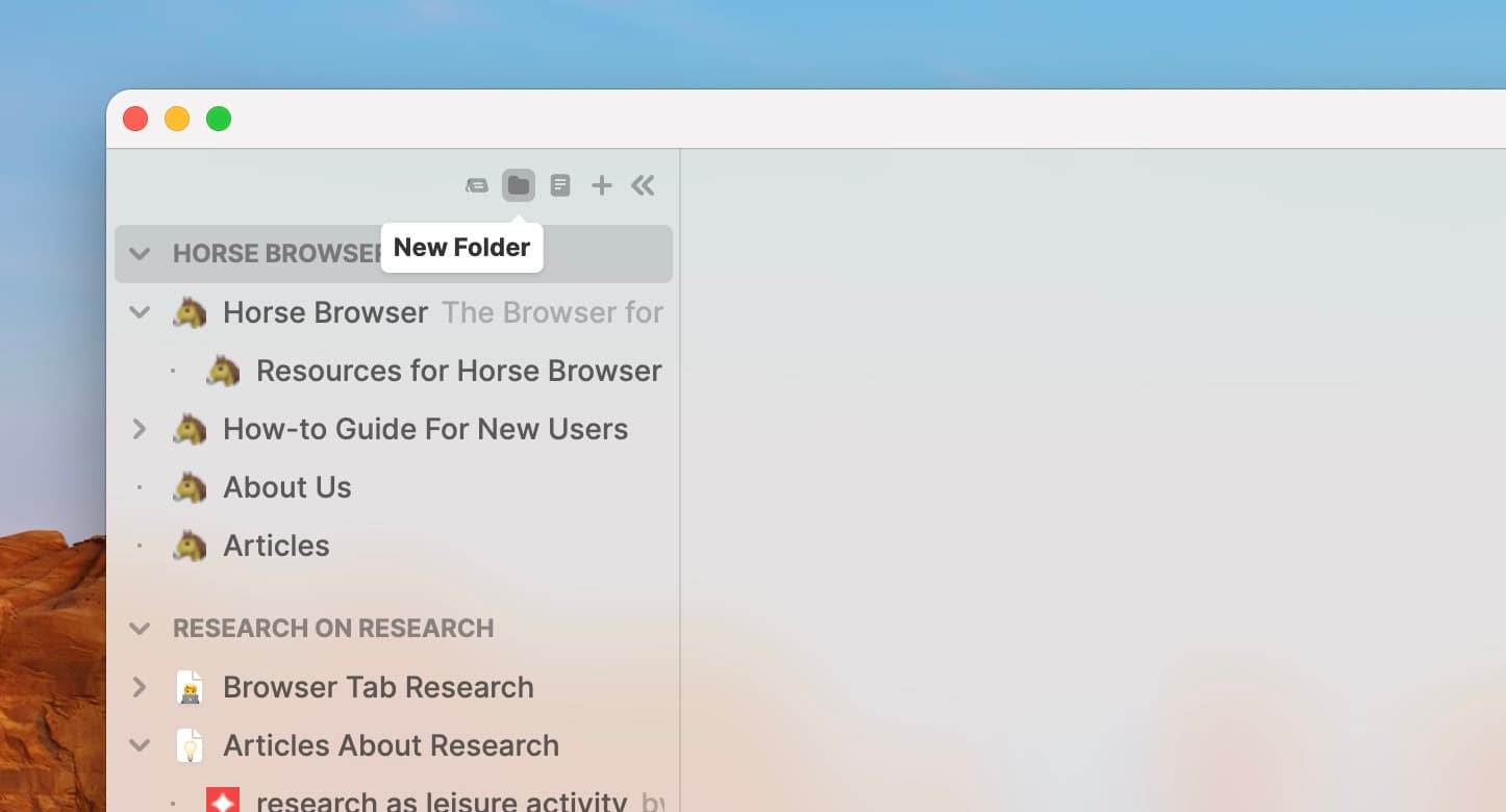 Opening a new folder in Horse Browser