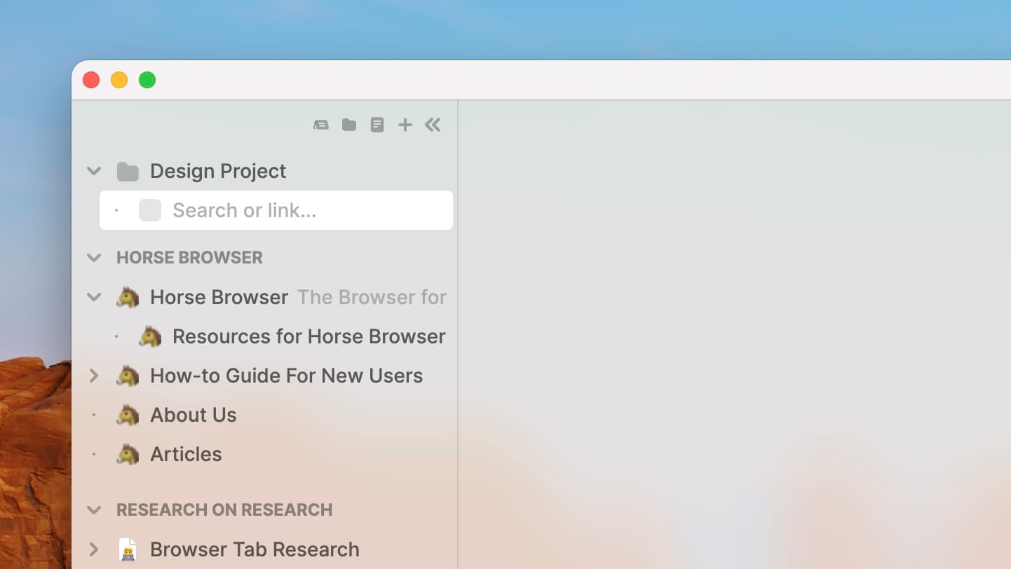 Folder with expanded blank Trail open beneath in Horse Browser 