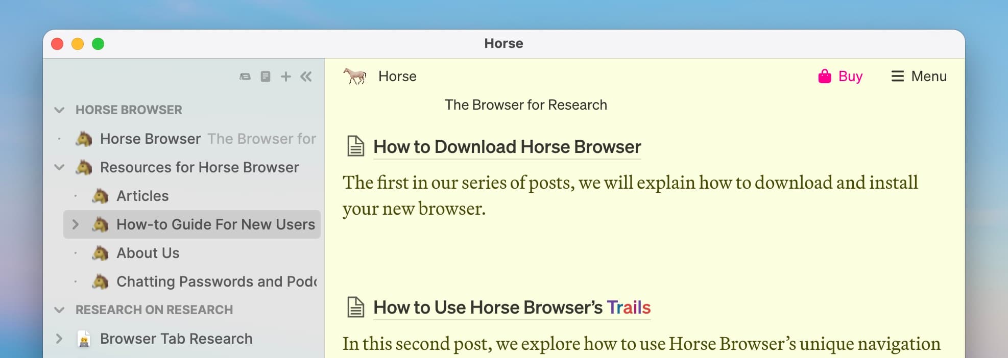Horse Browser’s title bar