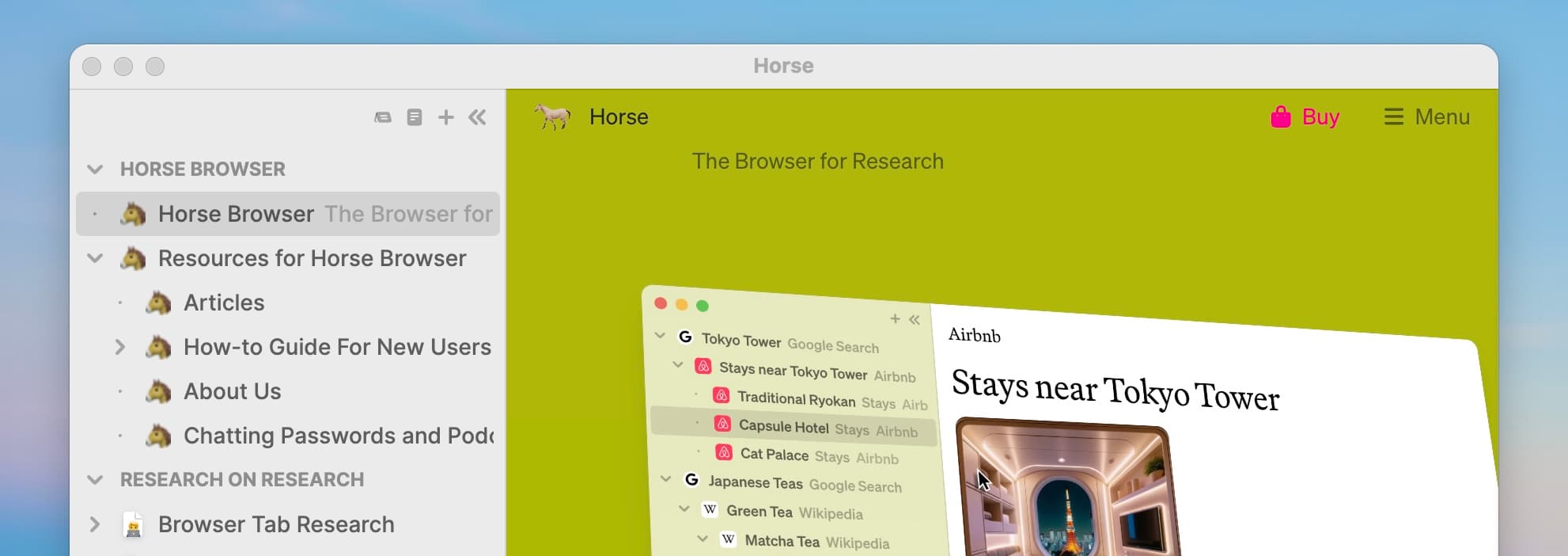 Horse Browser with the title bar feature enabled
