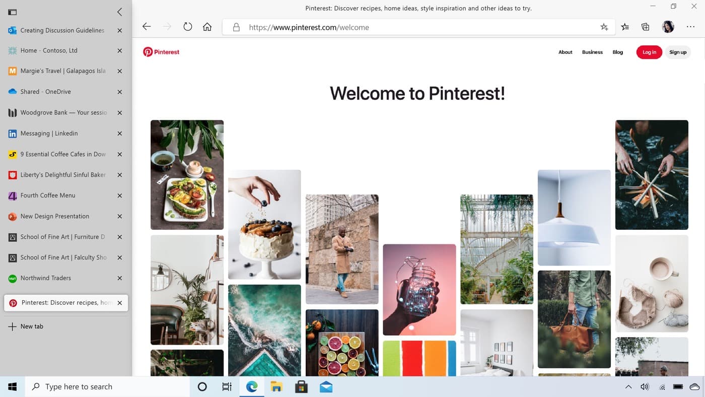 Tree Style Tabs in Microsoft Edge with tabs listed in sidebar on the left on the browser with normal tabs still in view